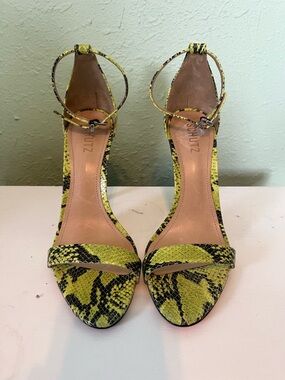 SCHUTZ Snake-Print Ankle Strap Heels